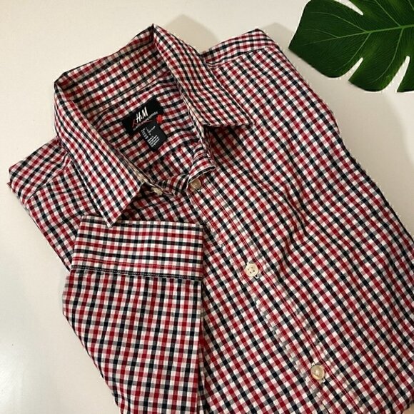 H&M Checkered Button Down Dress Shirt L - Picture 3 of 5